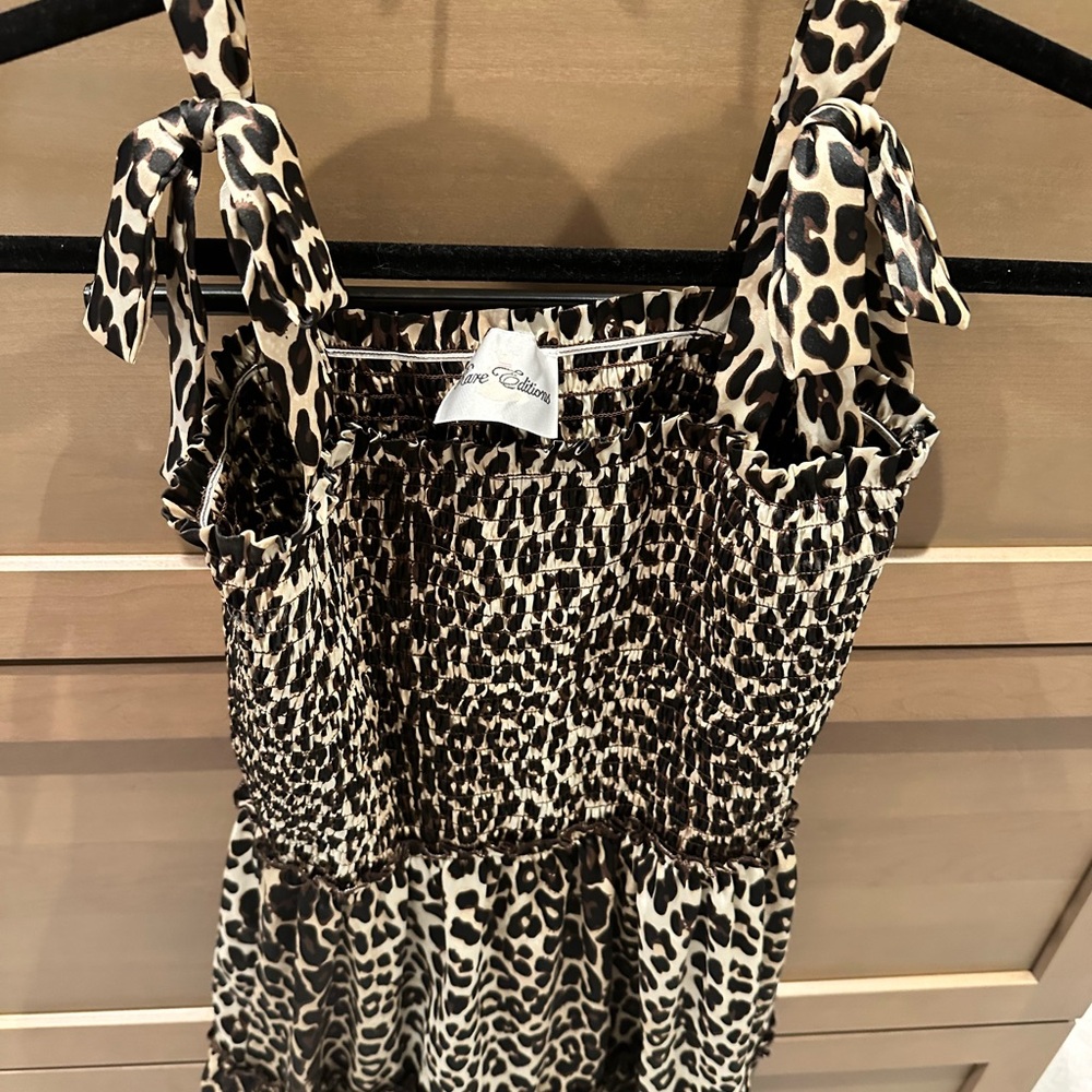 Leopard Print Silk Dress with Girly Bow Straps